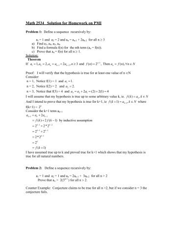 Math 2534 Solution for Homework on PMI