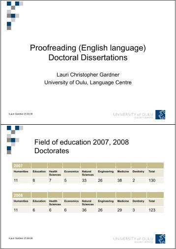 Proofreading doctoral dissertations Lauri Gardner - Environet - Oulu