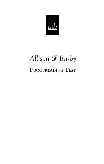 Proofreading Test for Work Experience - Allison and Busby