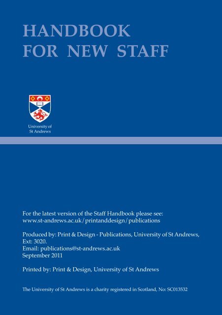 HANDBOOK FOR NEW STAFF - University of St Andrews