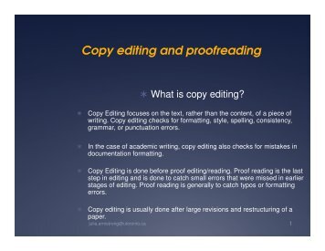 Copy editing and proofreading - University of Toronto