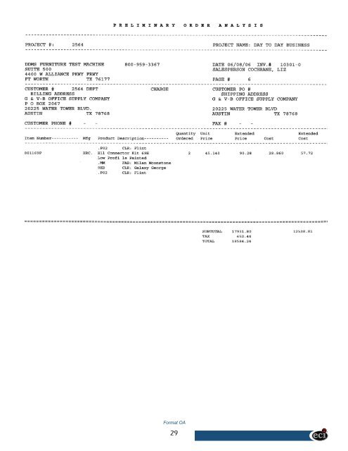 Ensite Pro Office Furniture Sample Formats and Reports - DDMS