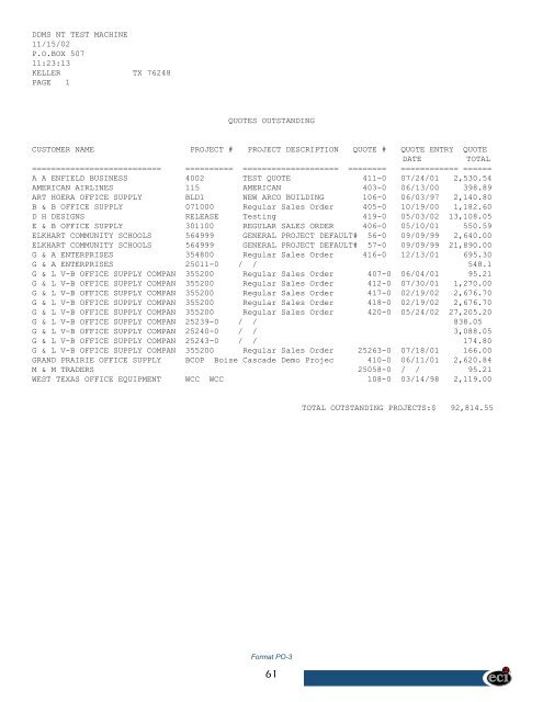 Ensite Pro Office Furniture Sample Formats and Reports - DDMS