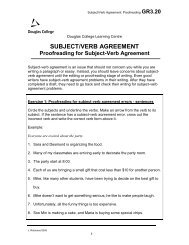 Proofreading for Subject-Verb Agreement - Douglas College