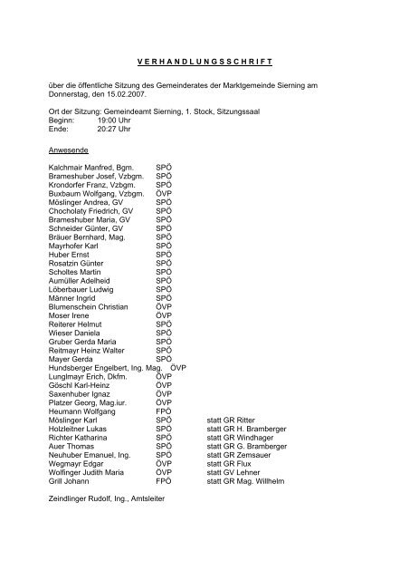 GR-Protokoll 20070215 - .PDF - Sierning