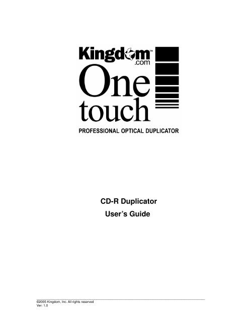 CD-R Duplicator User's Guide - Kingdom