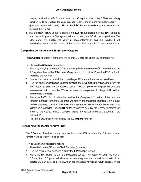 CD-R Duplicator User's Guide - Kingdom