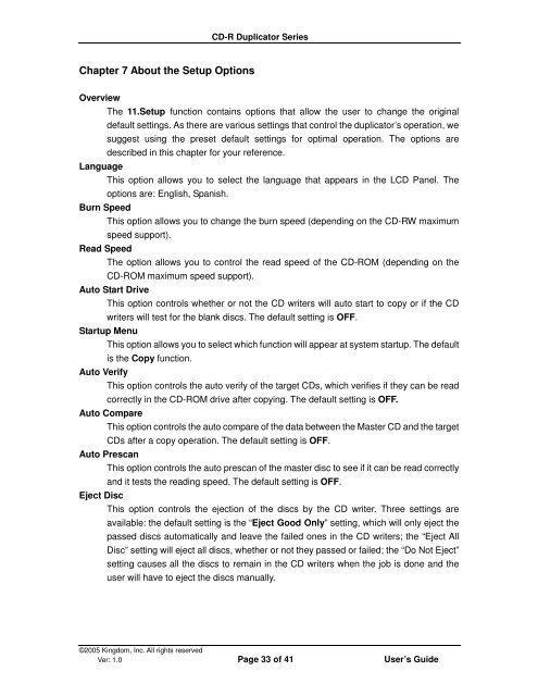 CD-R Duplicator User's Guide - Kingdom