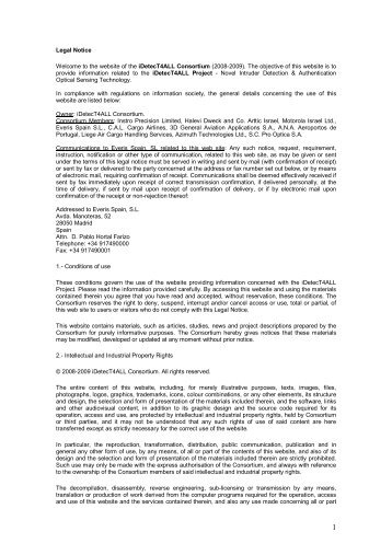 Legal Notice Welcome to the website of the iDetecT4ALL ...