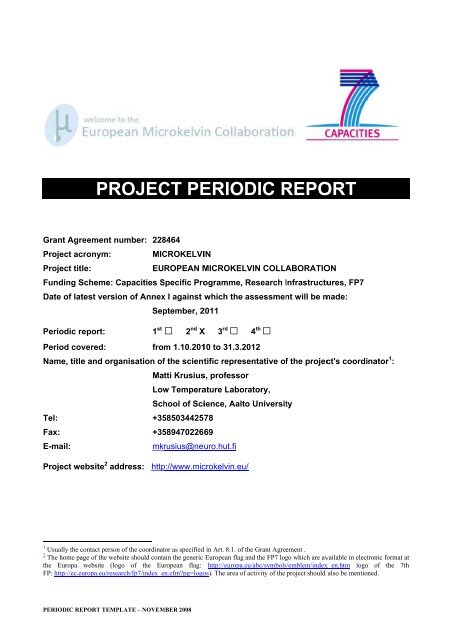 Pro Ojec Ct Pe Erio Dic R Repo Ort European Microkelvin