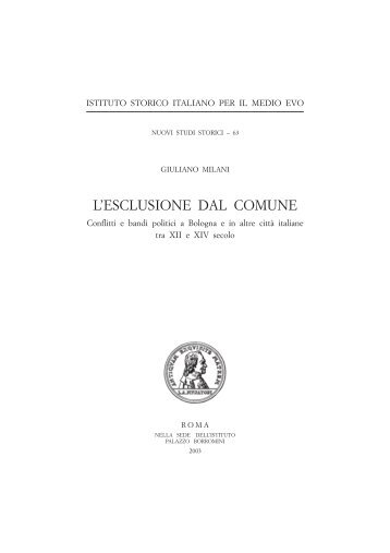 L'esclusione dal comune - Istituto storico italiano per il Medioevo