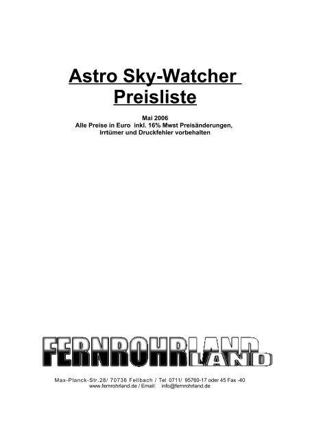 Astro Sky-Watcher - Fernrohrland.de