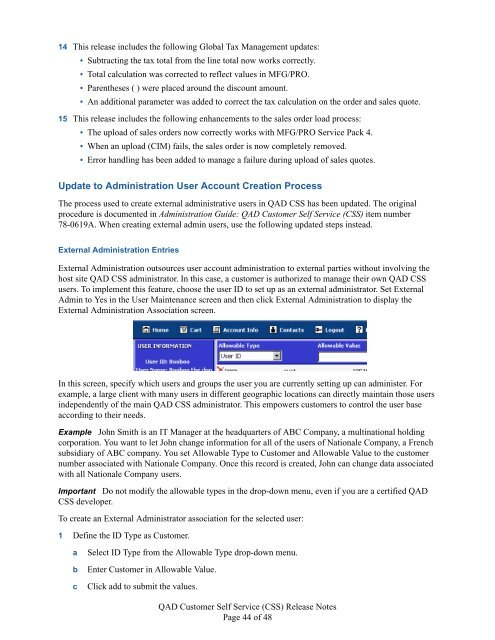 QAD Customer Self Service Release Notes - QAD.com