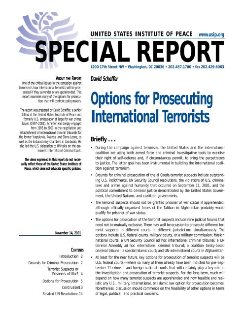 David Scheffer Options for Pro secuting International Te r ro rists B ...