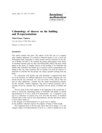 Cohomology of sheaves on the building and R-representations