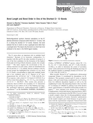 Bond Length and Bond Order in One of the Shortest Cr-Cr Bonds