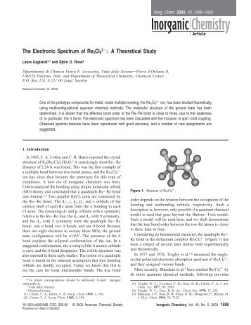 The Electronic Spectrum of Re2Cl8 : A Theoretical Study