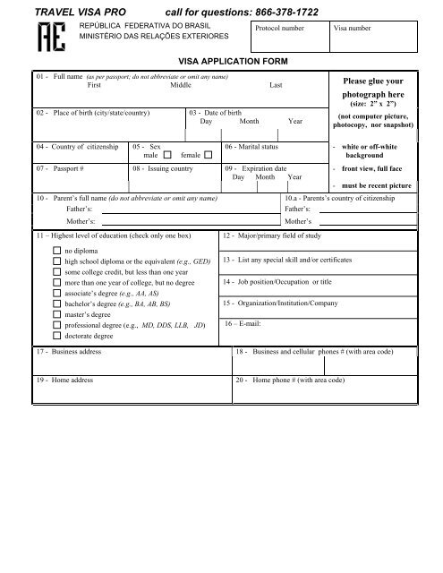 How to fill out Brazil Visa application form - Travel Visa Pro