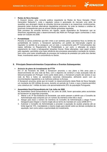 SONAECOM - SGPS, SA publica Relatório e Contas relativo - CMVM