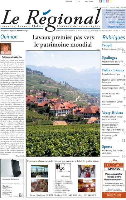 Lavaux premier pas vers le patrimoine mondial - Le Régional