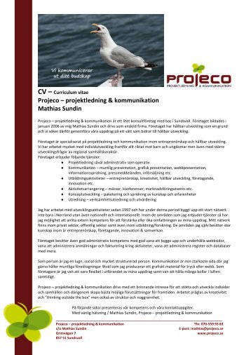 CV – Curriculum vitae Projeco – projektledning & kommunikation ...