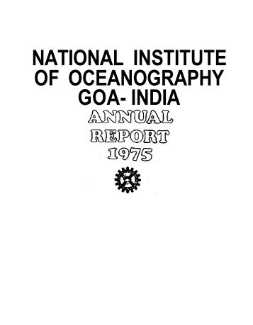 NATIONAL INSTITUTE OF OCEANOGRAPHY GOA- INDIA