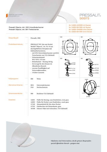 seats for your senses Pressalit Objecta, inkl. UN3 ... - Top Badshop