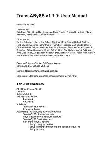 Trans-ABySS v1.1.0: User Manual - Canada's Michael Smith ...