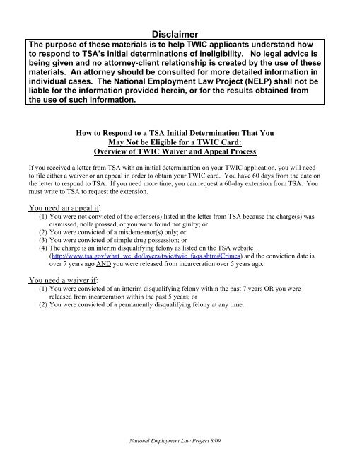 How To File Twic Waivers National Employment Law Project