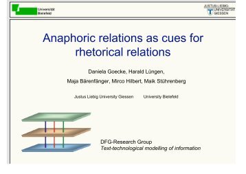 Anaphoric relations as cues for rhetorical relations - Maik Stührenberg