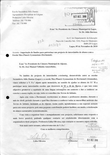 Page 1 l'rol`essora Lidia Oliveira Telefoiie: 282 TTD 99Ü _ . Fax ...