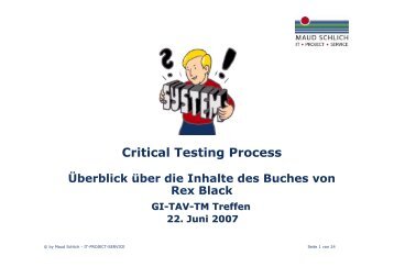 Maud Schlich: Critical Testing Process. Überblick über die - CC GmbH