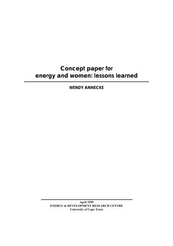 Concept paper for energy and women: lessons learned - Energia