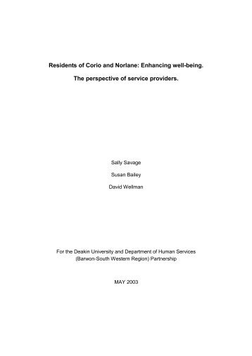 Residents of Corio and Norlane: Enhancing well ... - Deakin University