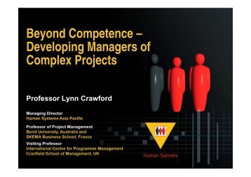 Beyond Competence – Developing Managers of Complex Projects