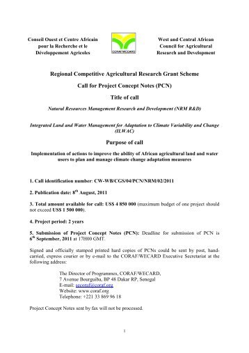 Regional Competitive Agricultural Research Grant Scheme ... - Coraf