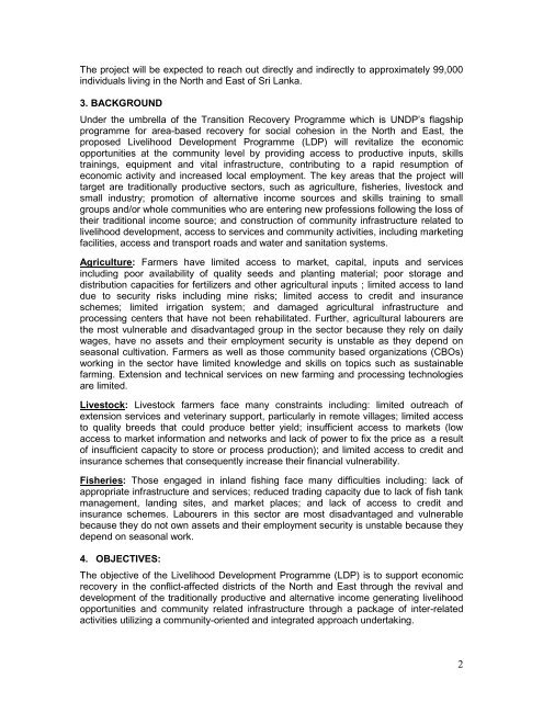 Concept Paper Livelihood Development Programme (LDP ... - UNDP