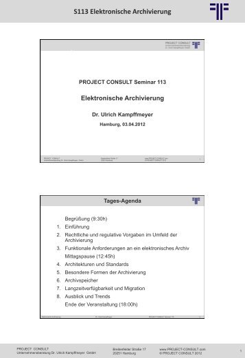 S113 Elektronische Archivierung - Project Consult ...