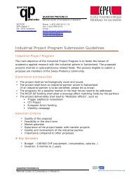 Industrial Project Program Submission Guidelines - NCCR-QP - EPFL
