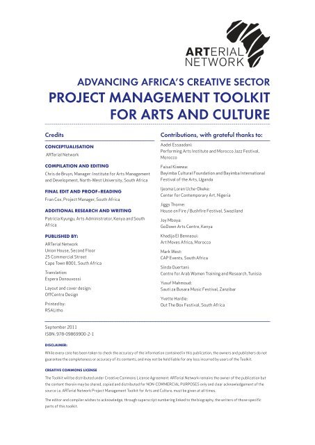 Project Management Toolkit - Arts In Africa