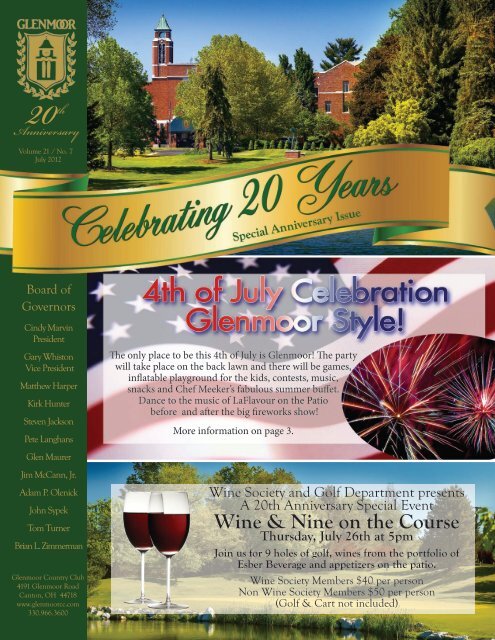 July 2012 Newsletter - Glenmoor Country Club