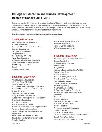 Roster of Donors 2011-2012 (pdf) - College of Education & Human ...