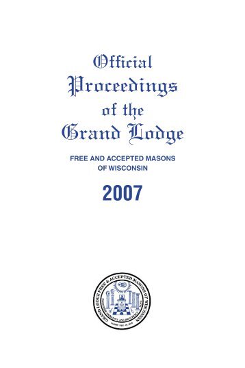 Proceedings Grand Lodge - Freemasons of Wisconsin