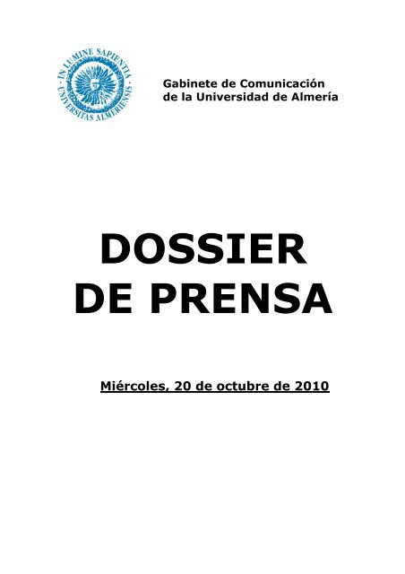 01 PORTADA DOSSIER DE PRENSA - Universidad de Almería