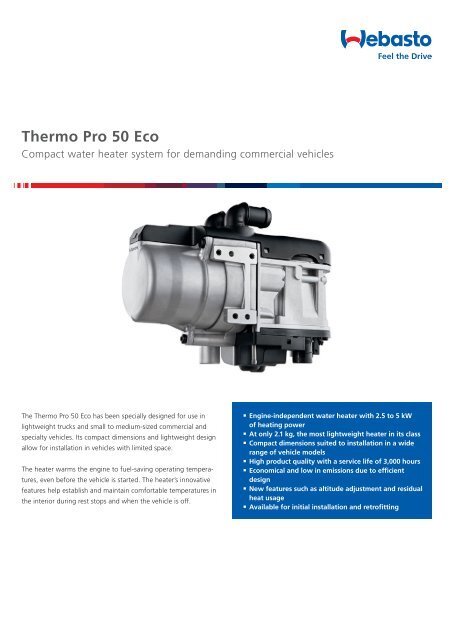 Product data sheet Thermo Pro 50 Eco (PDF - Webasto