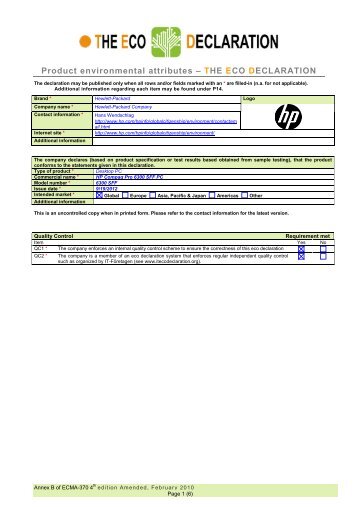 HP Compaq Pro 6300 SFF PC_IT ECO Declaration