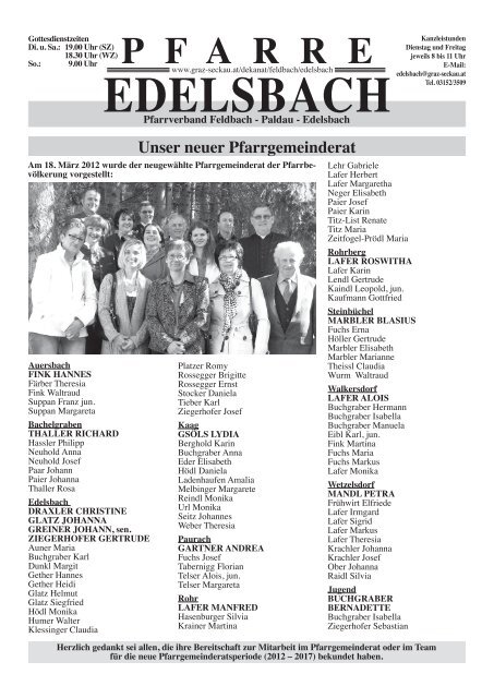 Unser neuer Pfarrgemeinderat Gemeinde Edelsbach bei Feldbach