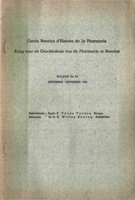 Cercle Benelux d'Histoire de la Pharmacie - Kringgeschiedenis