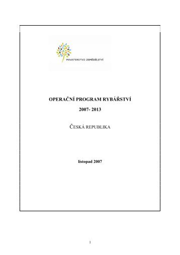 operační program rybářství 2007- 2013 - Ministerstvo zemědělství
