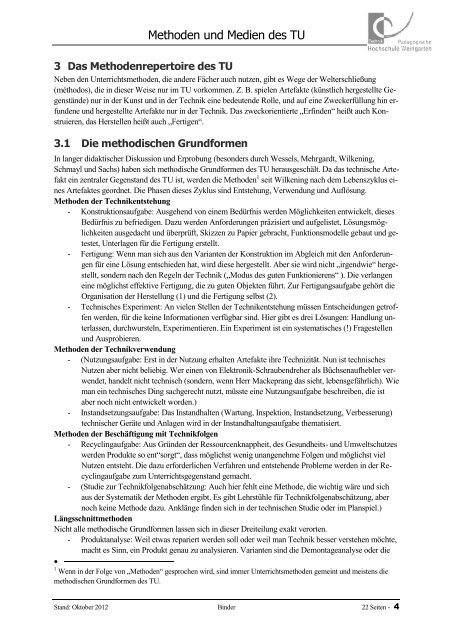 Methoden und Medien - Pädagogische Hochschule Weingarten